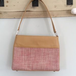 Sarah Shaw LA tote purse handbag linen leather tweed